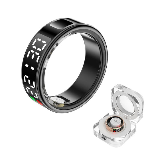 XMIPBS Smart Ring Fitness Sleep Health Tracker for Men & Women, LED Display, IP68 Waterproof, Heart Rate, Blood Oxygen, Sleep & Step Monitor