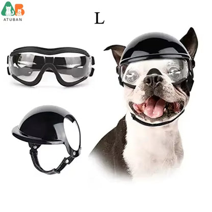 Dog Sunglasses Pet Helmet Set with Dog Goggles,Dust Wind UV Protection Dog Glasses Dog Helmet and Goggles Dog Motorcycle Helmet