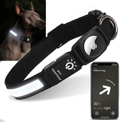 USB Rechargeable Pet Dog LED Glowing Collar for Air-Tag Flashing Necklace Collar Outdoor Walking Night Safety Pet Supplies