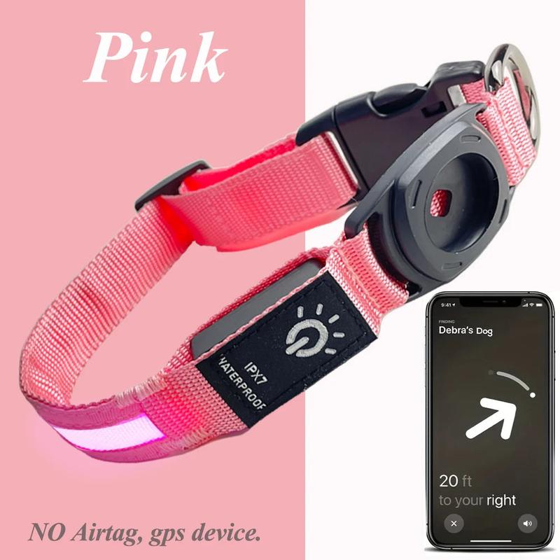 USB Rechargeable Pet Dog LED Glowing Collar for Air-Tag Flashing Necklace Collar Outdoor Walking Night Safety Pet Supplies