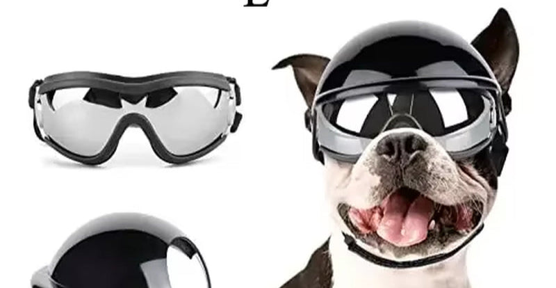 Dog Sunglasses Pet Helmet Set with Dog Goggles,Dust Wind UV Protection Dog Glasses Dog Helmet and Goggles Dog Motorcycle Helmet