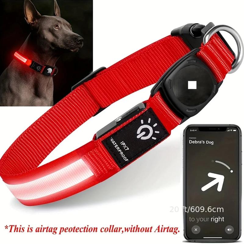 USB Rechargeable Pet Dog LED Glowing Collar for Air-Tag Flashing Necklace Collar Outdoor Walking Night Safety Pet Supplies