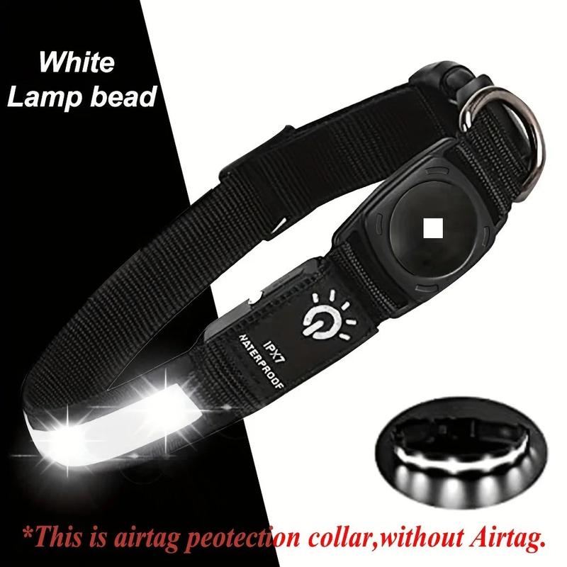 USB Rechargeable Pet Dog LED Glowing Collar for Air-Tag Flashing Necklace Collar Outdoor Walking Night Safety Pet Supplies